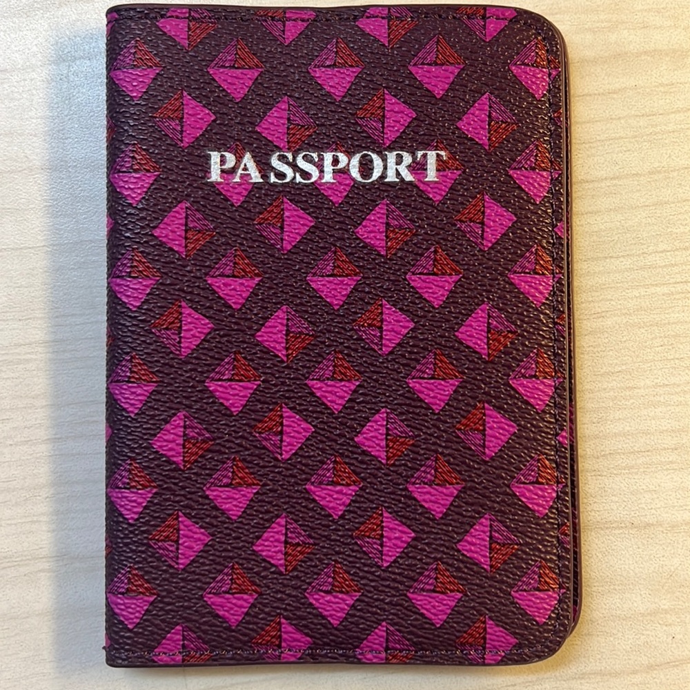 Vera Bradley purple/pink faux leather passport holder NEW